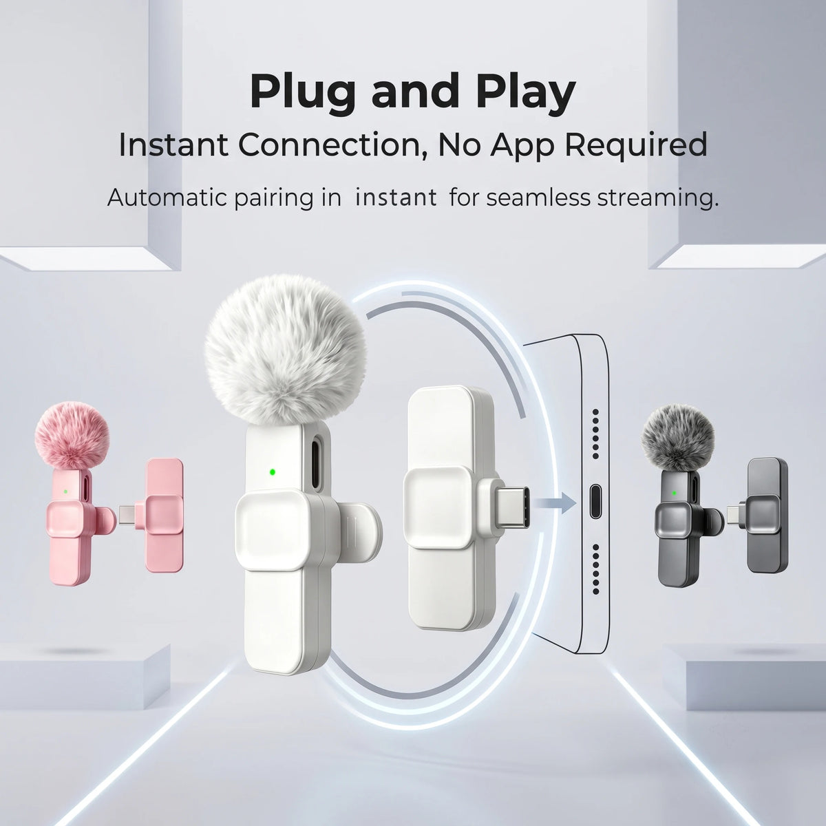 Type-C Port Wireless Lavalier Microphone with Noise Reduction, Windproof Cover for Video Recording Interview Live Streaming Vlog