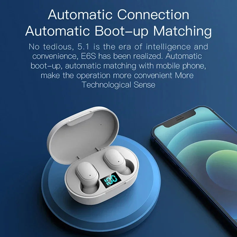 TWS E6S Fone Bluetooth Earphones Wireless Bluetooth Microphone Headphones