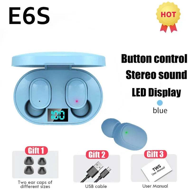 TWS E6S Fone Bluetooth Earphones Wireless Bluetooth Microphone Headphones