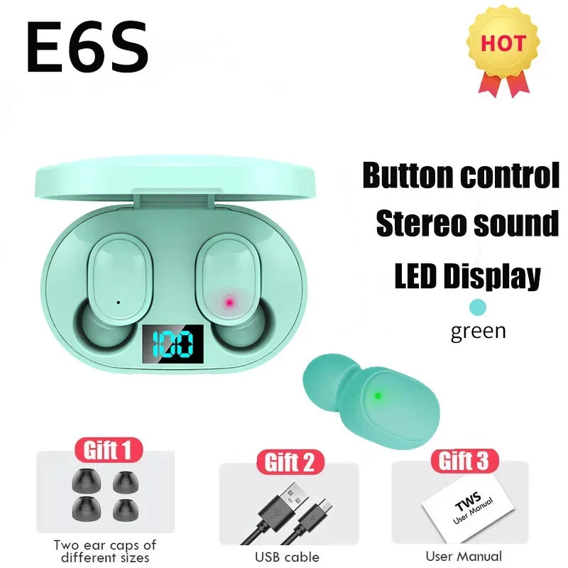 TWS E6S Fone Bluetooth Earphones Wireless Bluetooth Microphone Headphones
