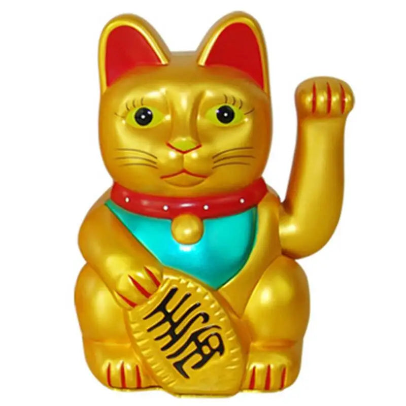 5"/6"H Chinese Feng Shui Beckoning Cat Wealth White Waving Fortune Lucky Cat Gold Silver Best Gift for Good Room Decors 5 Colors