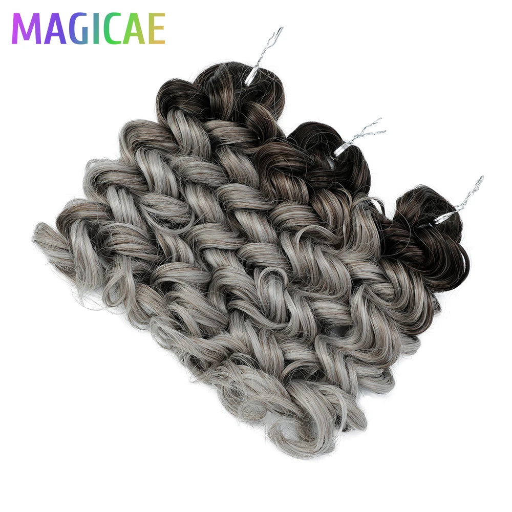 Magicae 3Pcs 16Inch Crochet Braids Loose Deep Ombre Brown 24J Blond Highlight T16A/56C Braiding High Temperature Synthetic Hair
