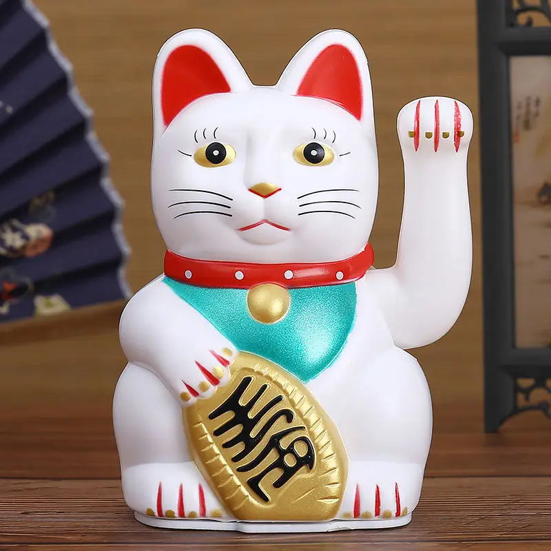 5"/6"H Chinese Feng Shui Beckoning Cat Wealth White Waving Fortune Lucky Cat Gold Silver Best Gift for Good Room Decors 5 Colors