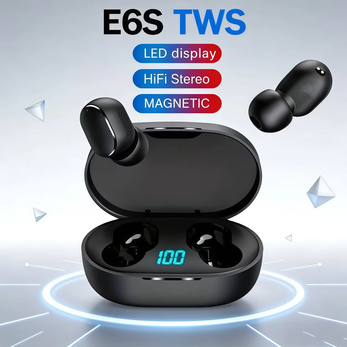 TWS E6S Fone Bluetooth Earphones Wireless Bluetooth Microphone Headphones