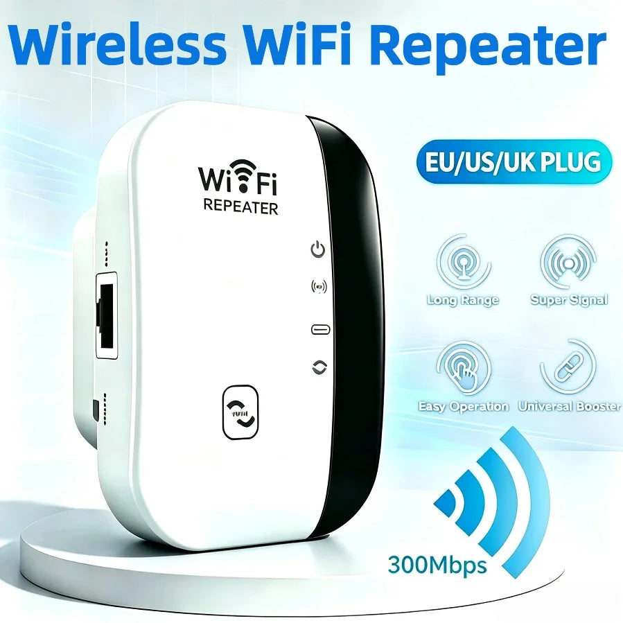 300Mbps Wireless Wifi Repeater Signal Booster Home Router WiFi Extende ...