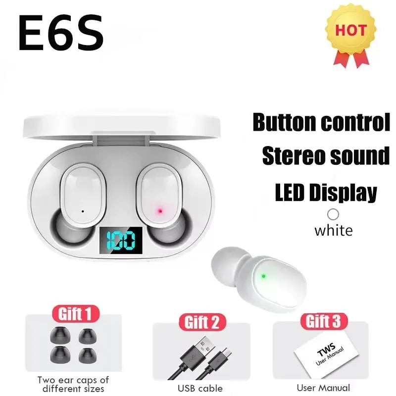 TWS E6S Fone Bluetooth Earphones Wireless Bluetooth Microphone Headphones