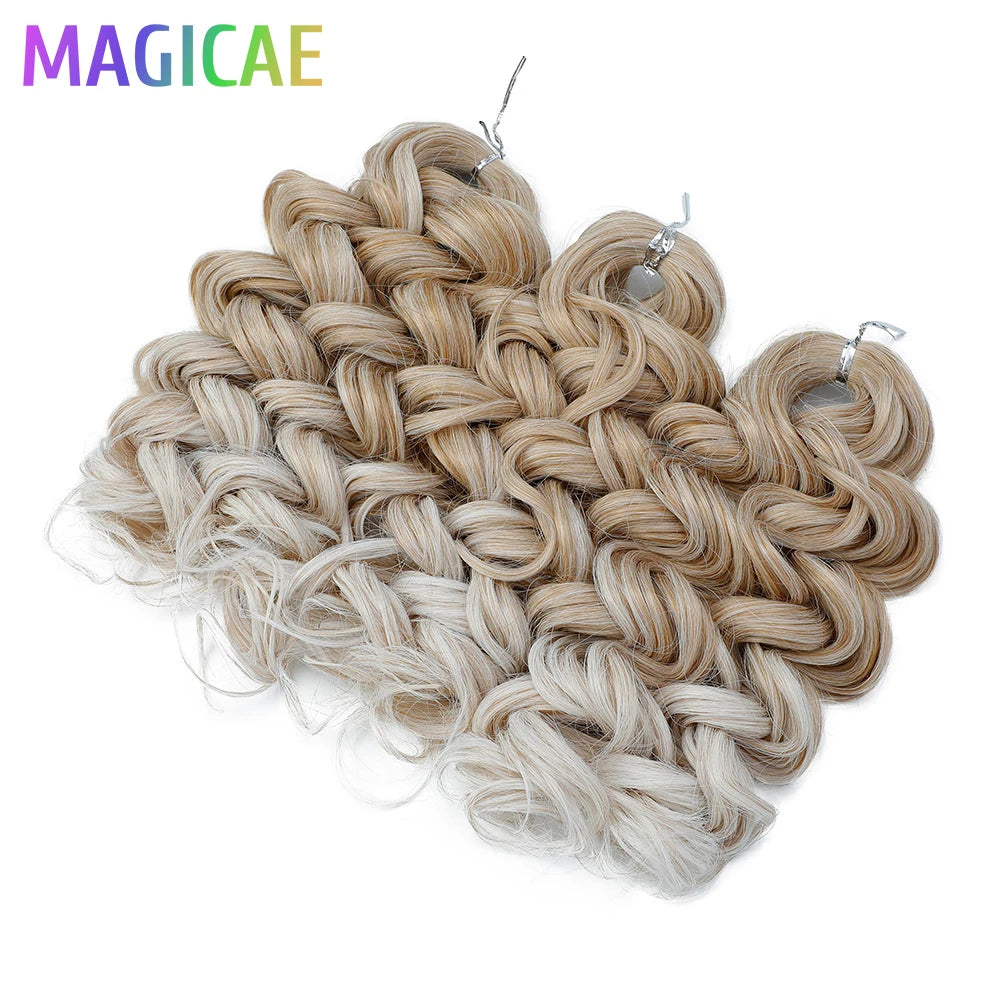 Magicae 3Pcs 16Inch Crochet Braids Loose Deep Ombre Brown 24J Blond Highlight T16A/56C Braiding High Temperature Synthetic Hair