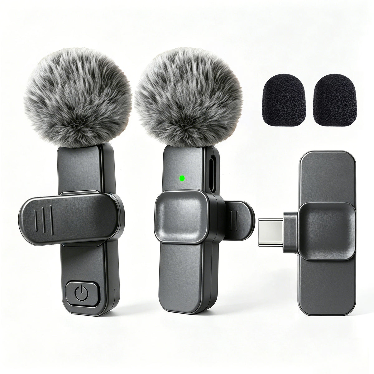 Type-C Port Wireless Lavalier Microphone with Noise Reduction, Windproof Cover for Video Recording Interview Live Streaming Vlog