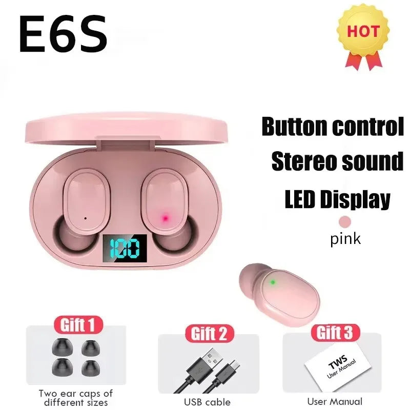 TWS E6S Fone Bluetooth Earphones Wireless Bluetooth Microphone Headphones