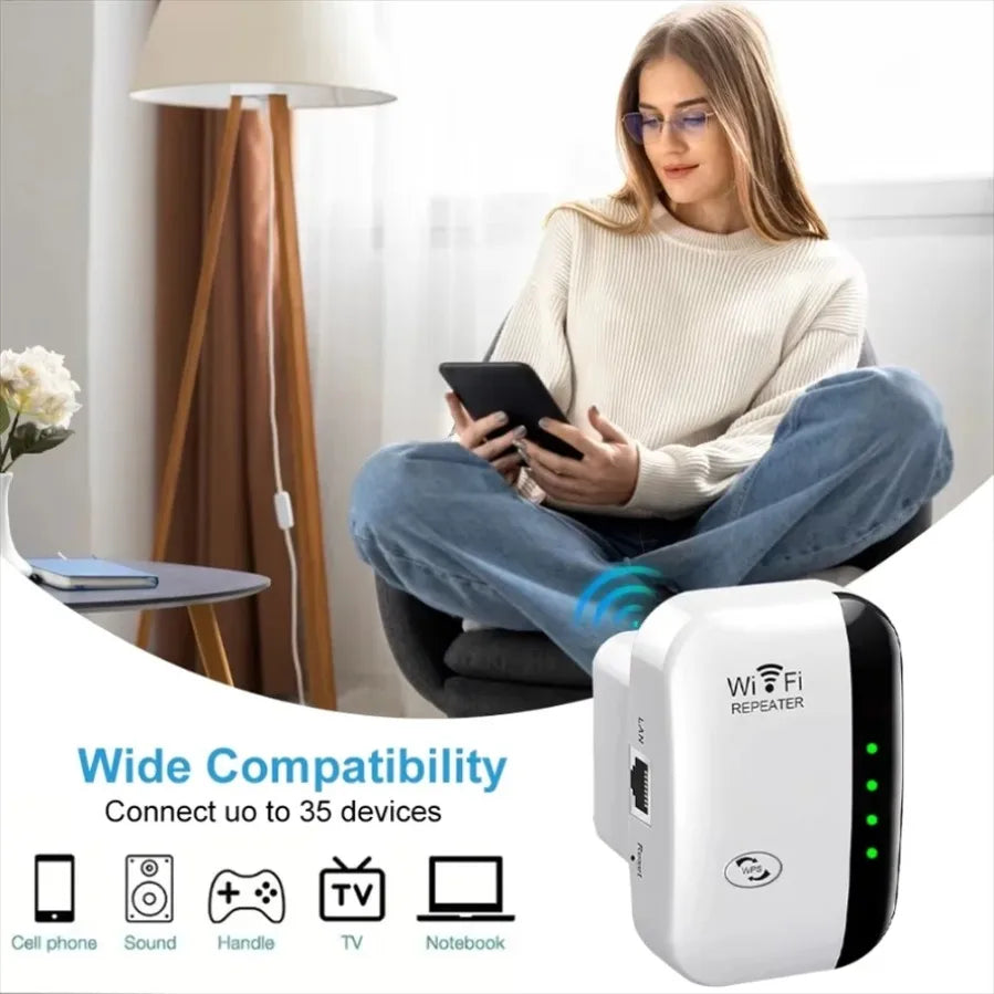 300Mbps Wireless Wifi Repeater Signal Booster Home Router WiFi Extende ...