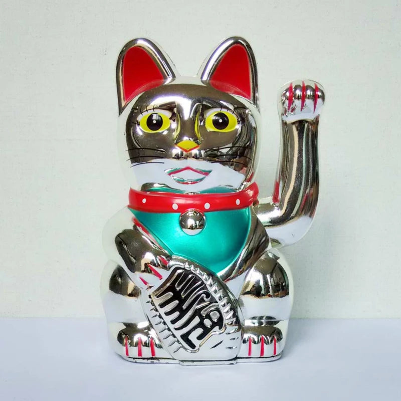 5"/6"H Chinese Feng Shui Beckoning Cat Wealth White Waving Fortune Lucky Cat Gold Silver Best Gift for Good Room Decors 5 Colors