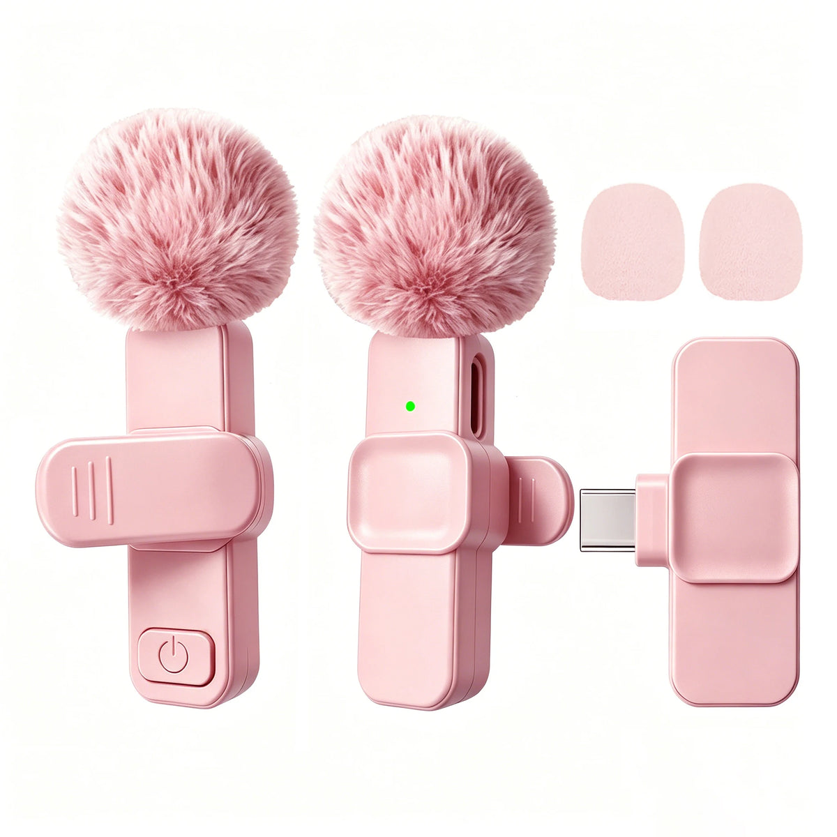 Type-C Port Wireless Lavalier Microphone with Noise Reduction, Windproof Cover for Video Recording Interview Live Streaming Vlog