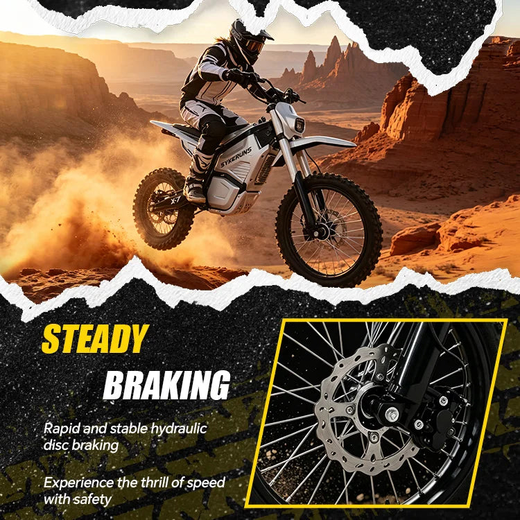 SYKERUNS X7 60V 5500W Electric Dirt Bike 27Ah Battery 70KM/H Off Road Electric Motorcycle 17/14" Hydraulic Disc Brakes