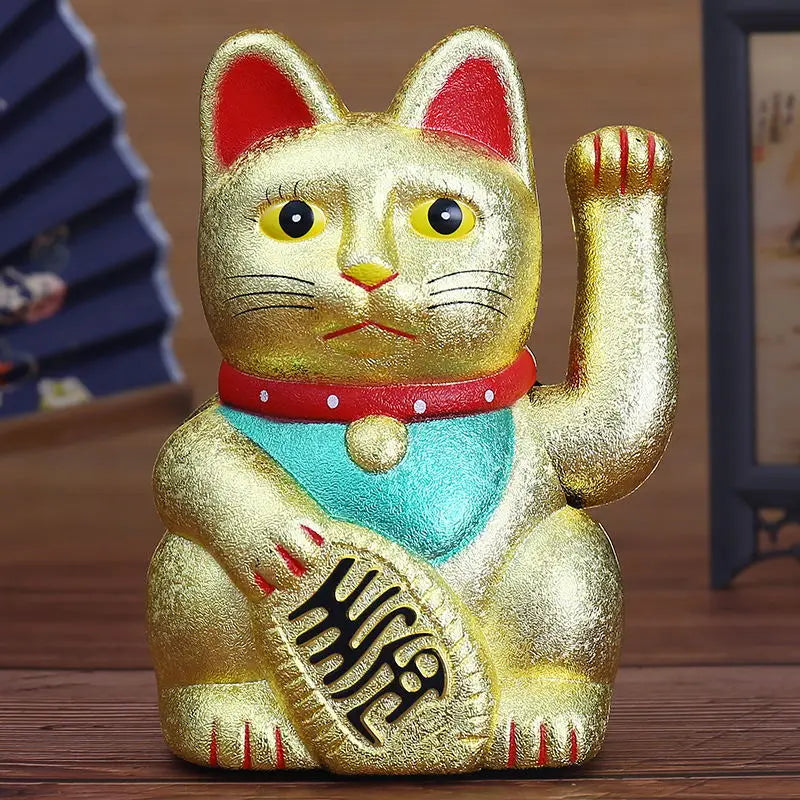 5"/6"H Chinese Feng Shui Beckoning Cat Wealth White Waving Fortune Lucky Cat Gold Silver Best Gift for Good Room Decors 5 Colors