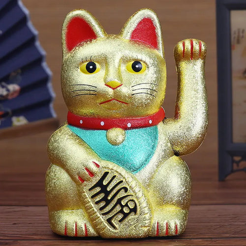 5"/6"H Chinese Feng Shui Beckoning Cat Wealth White Waving Fortune Lucky Cat Gold Silver Best Gift for Good Room Decors 5 Colors