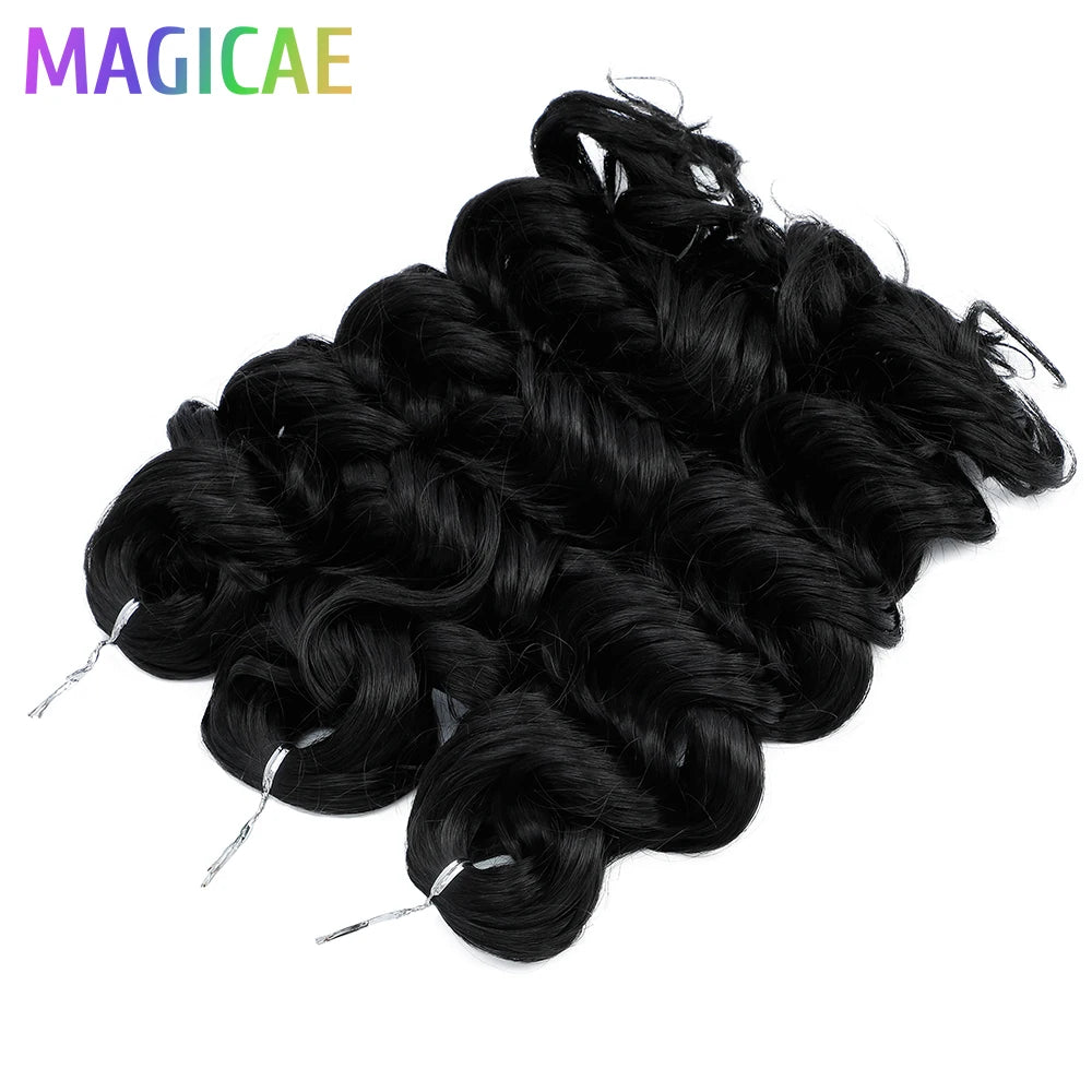 Magicae 3Pcs 16Inch Crochet Braids Loose Deep Ombre Brown 24J Blond Highlight T16A/56C Braiding High Temperature Synthetic Hair
